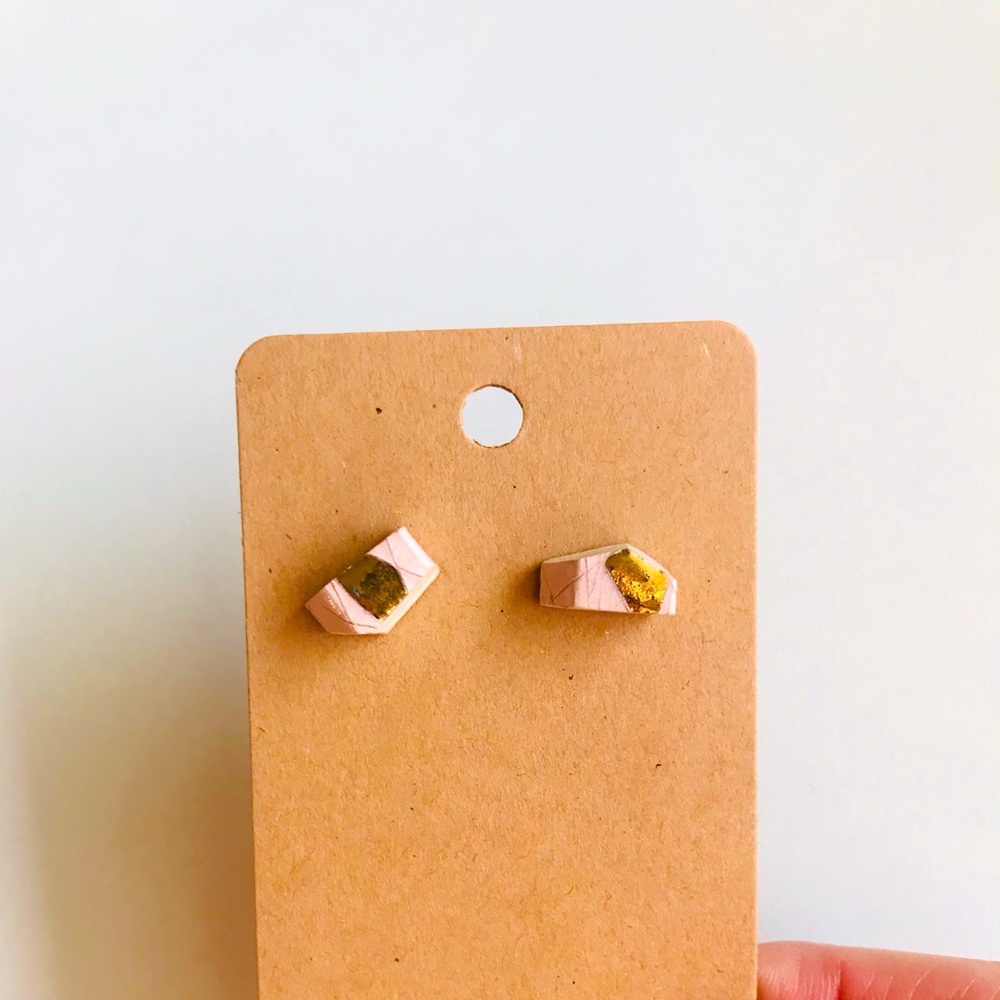 2/$20 ceramic studs with gold lustre